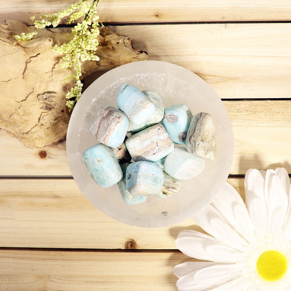 Blue Aragonite Tumbled Stones (1 lb)