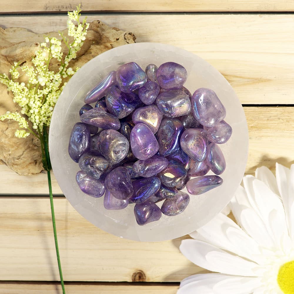 Angel Aura Amethyst Tumbled Stones (1 lb)