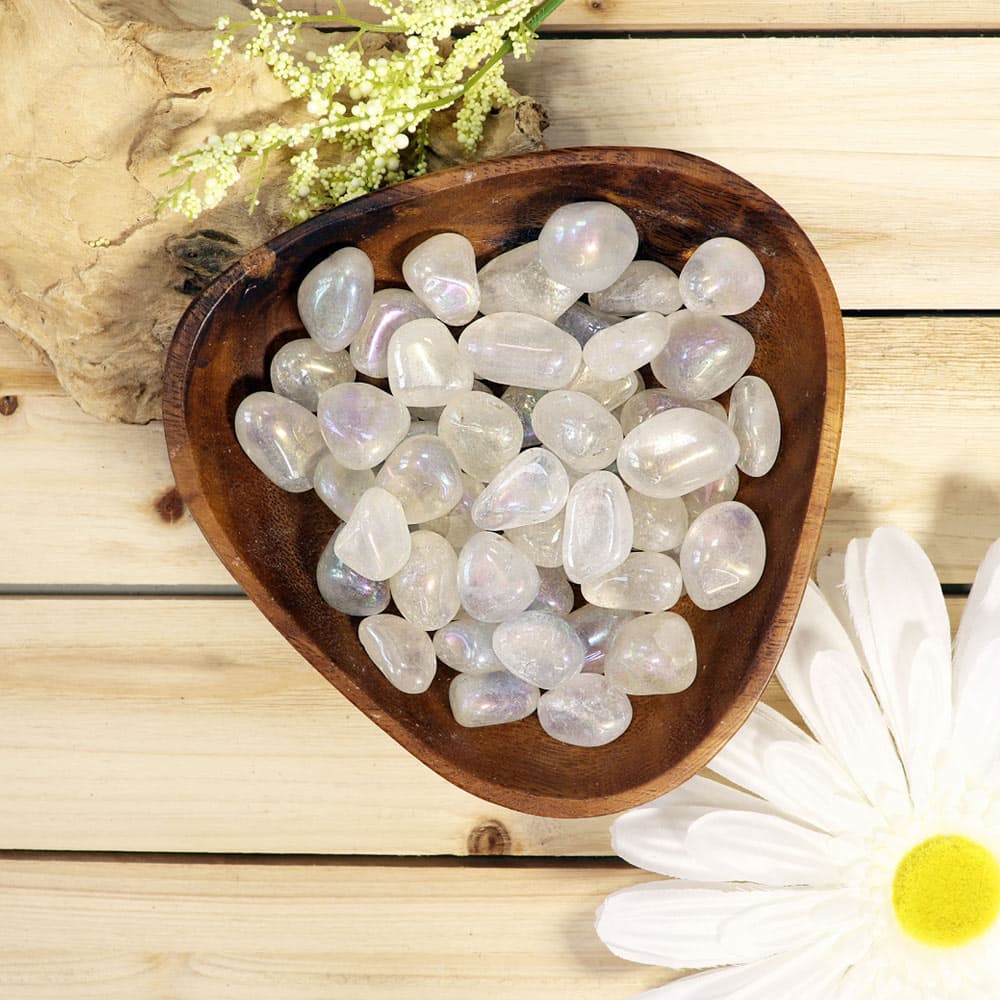 Aura Clear Quartz Tumbled Stones (1 lb)