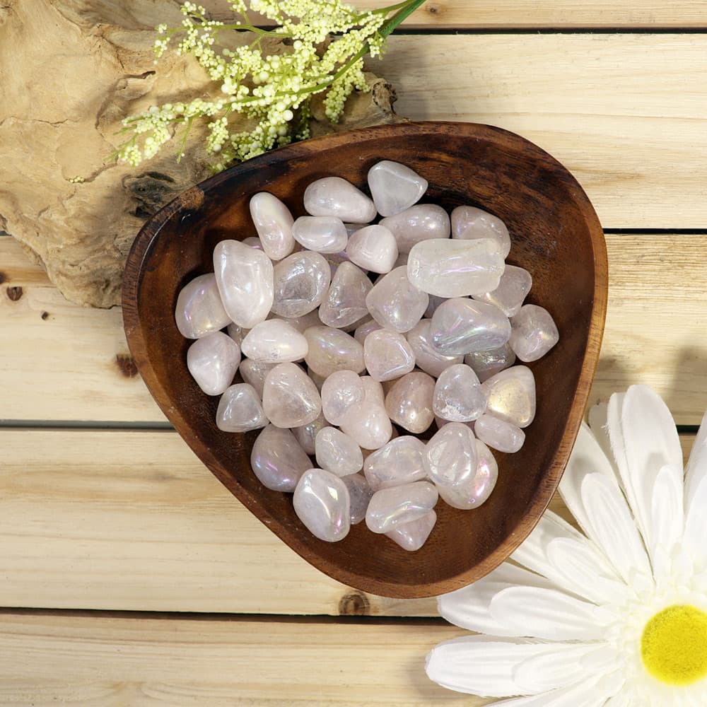 Aura Rose Quartz Tumbled Stones (1 lb)