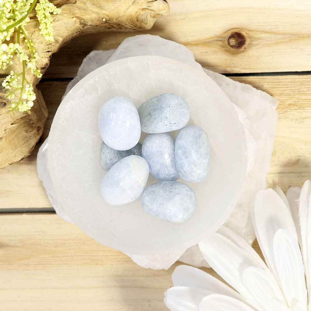 Blue Calcite Tumbled Stones (1/4 lb Bag)