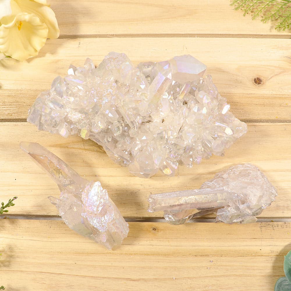 Angel Aura Clear Quartz Cluster (Sold/lb)