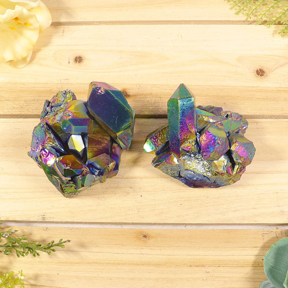 Rainbow Aura Clear Quartz Cluster (Sold/lb)