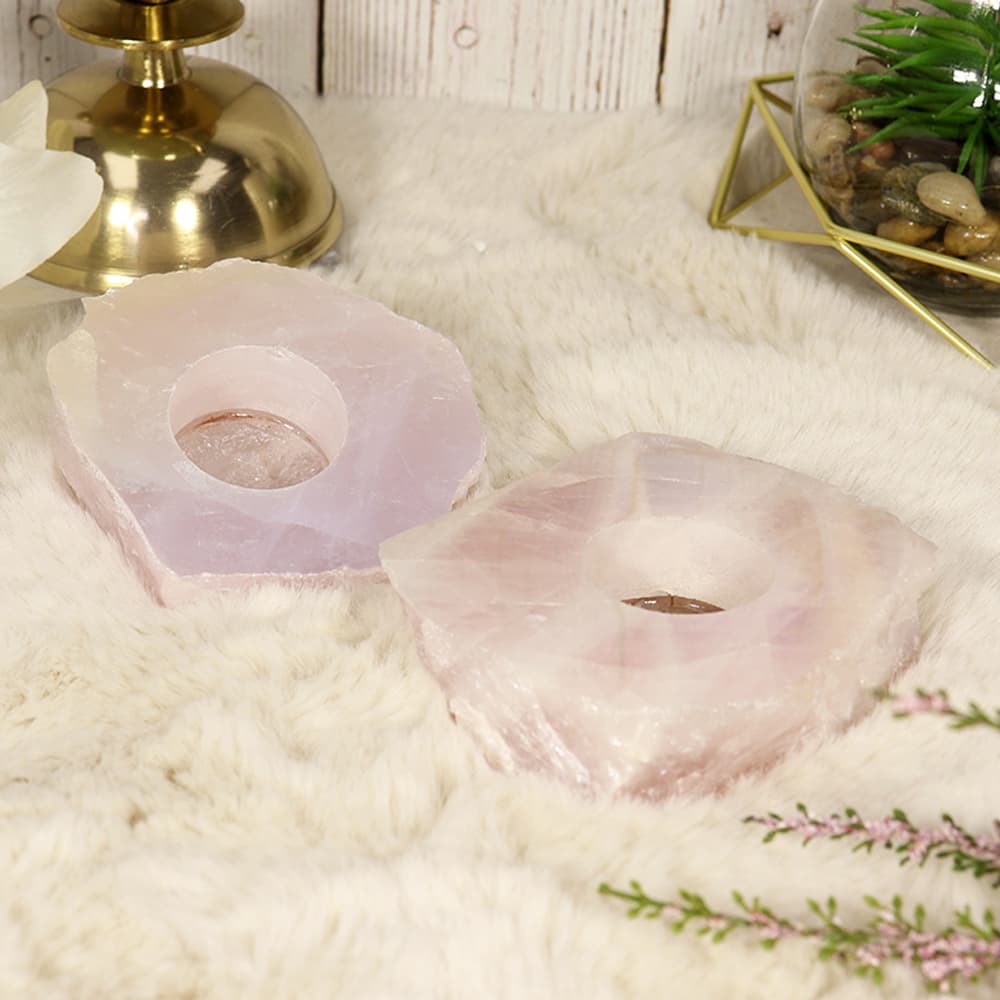 Angel Aura Rose Quartz Candle Holder