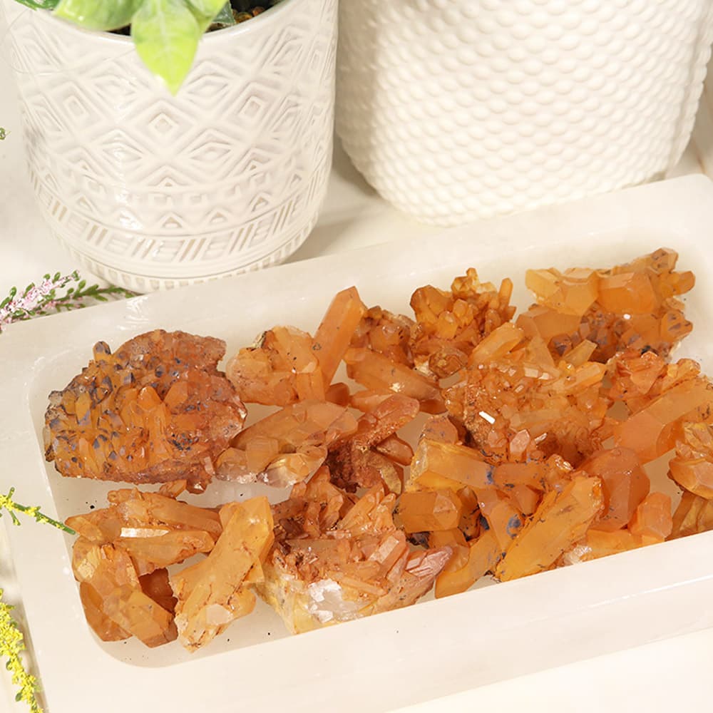 Natural Tangerine Quartz Clusters