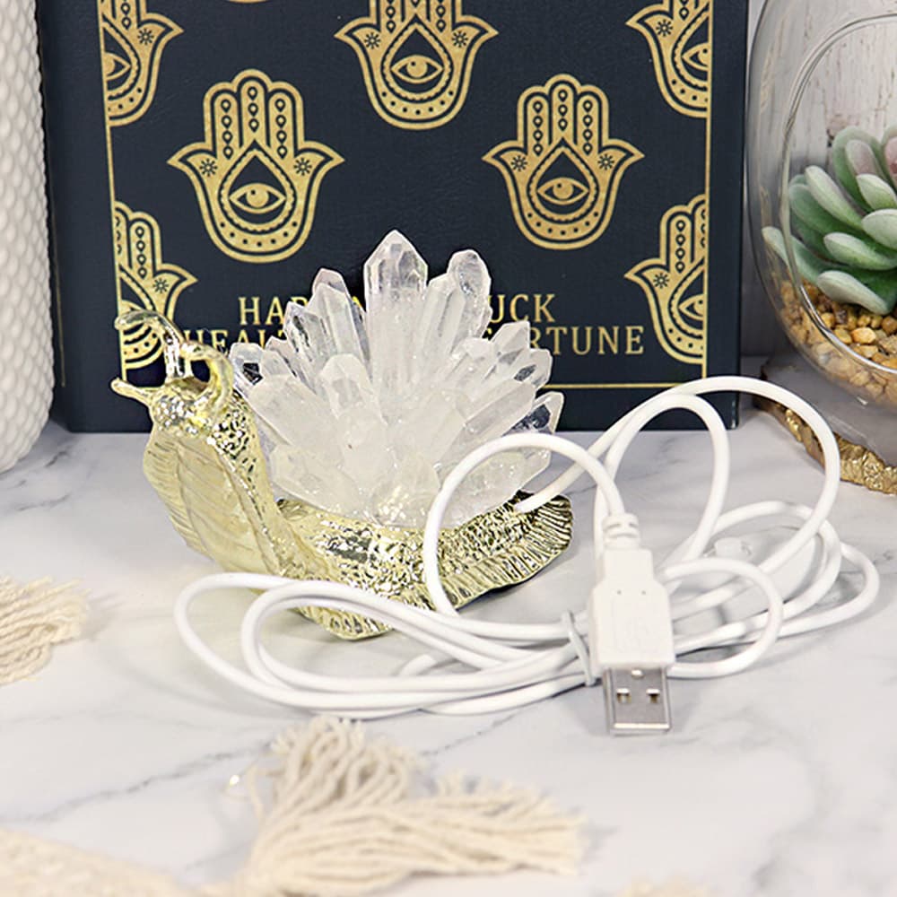 Clear Quartz Snail USB Lamp