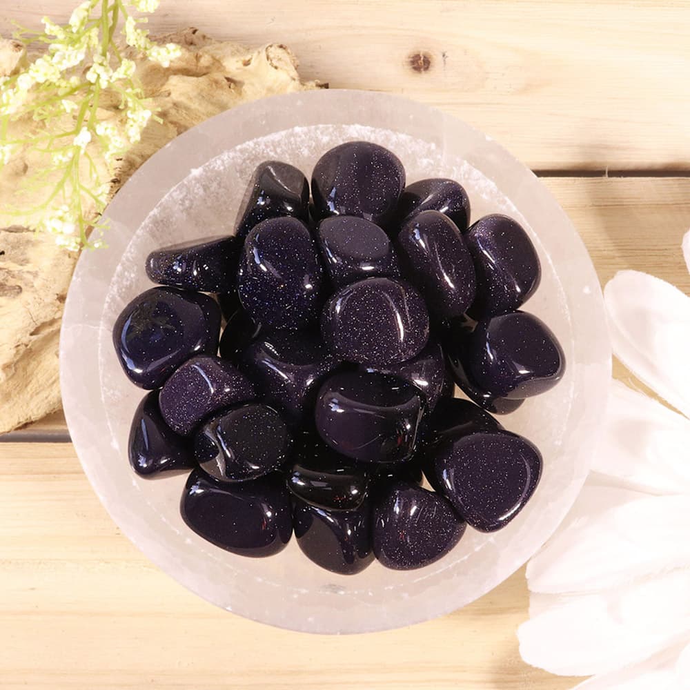 Blue Goldstone Tumbled Stones (1 lb)