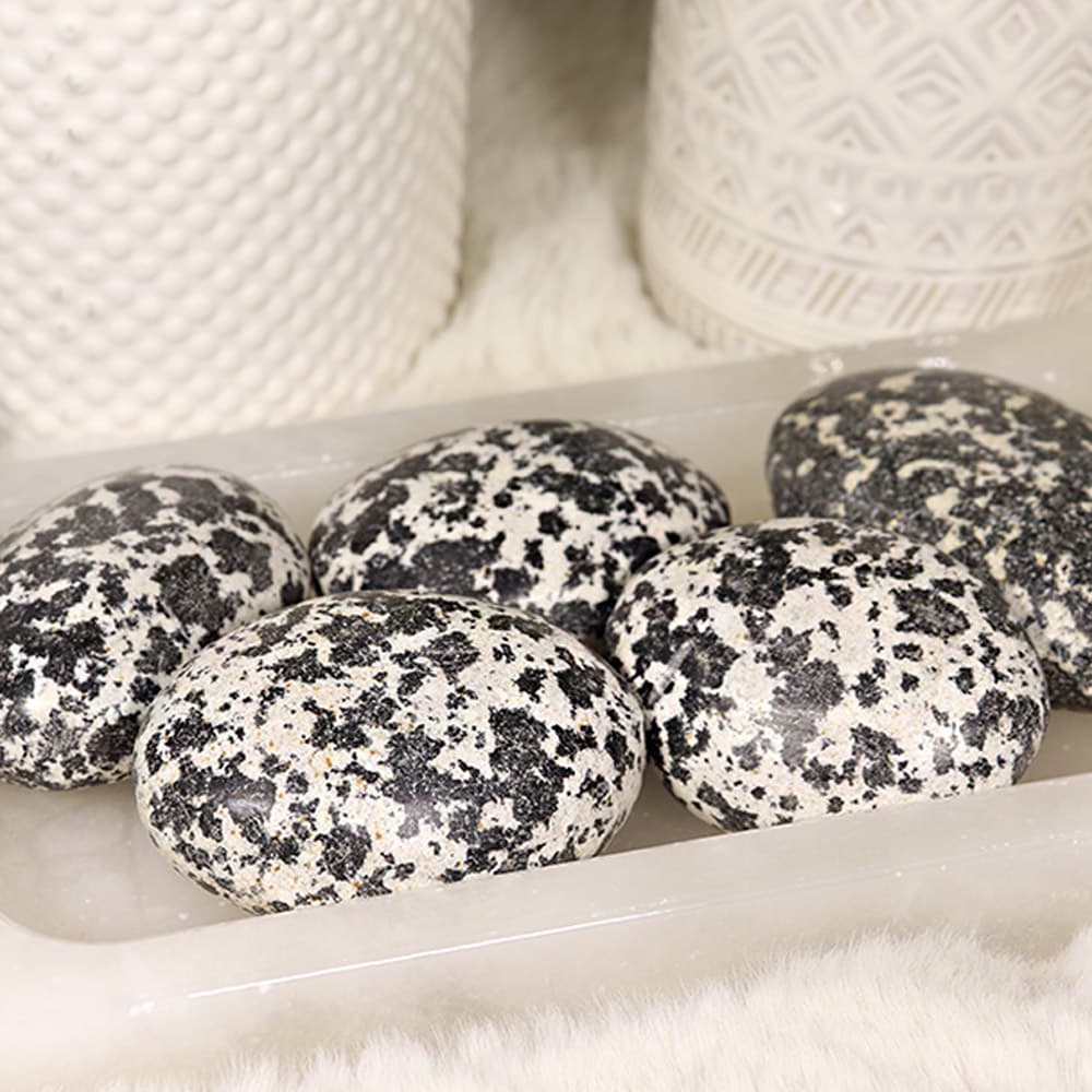 Dalmatian Calcite Palm Massage Stone