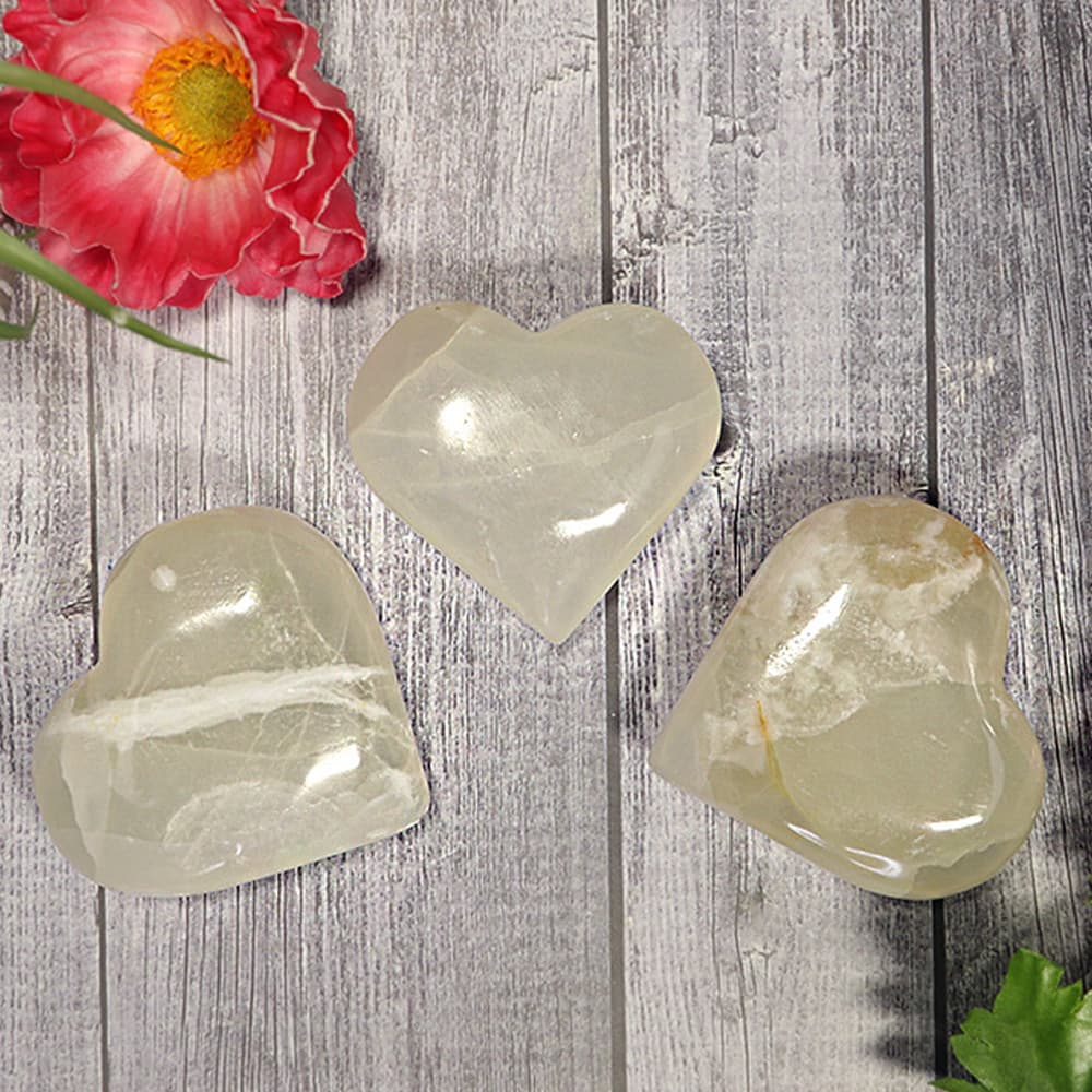 White Calcite Hearts (Sold/lb)