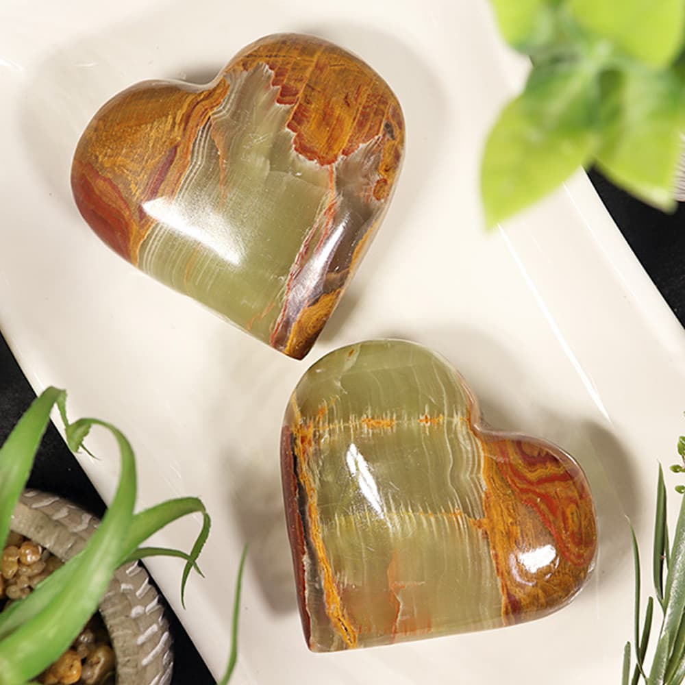 Natural Red and Green Onyx Heart