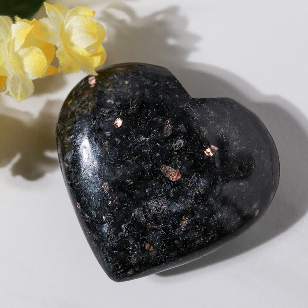 Nuummite Crystal Heart