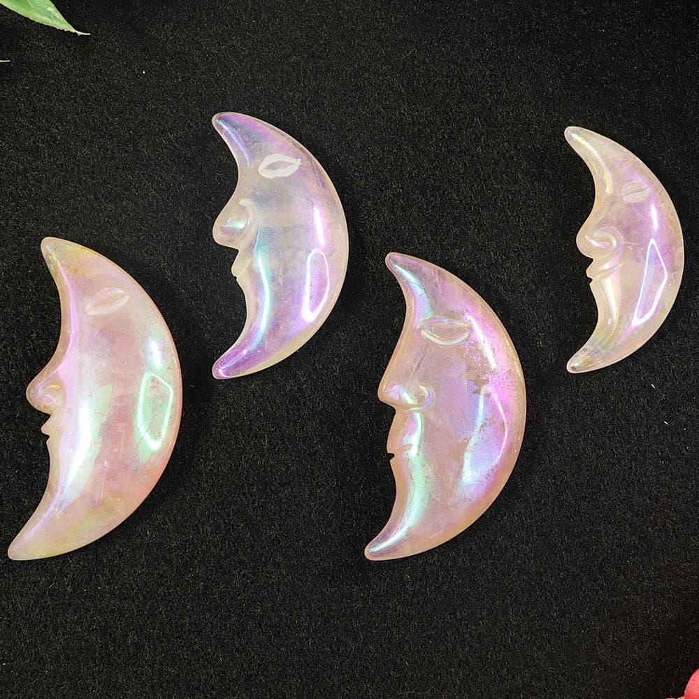 Angel Aura Rose Quartz Moon Face
