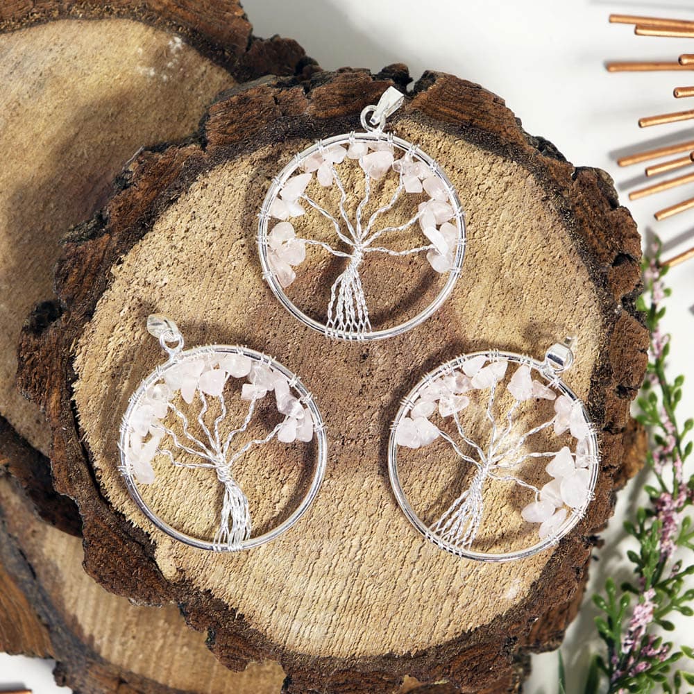 Rose Quartz Tree of Life Pendant