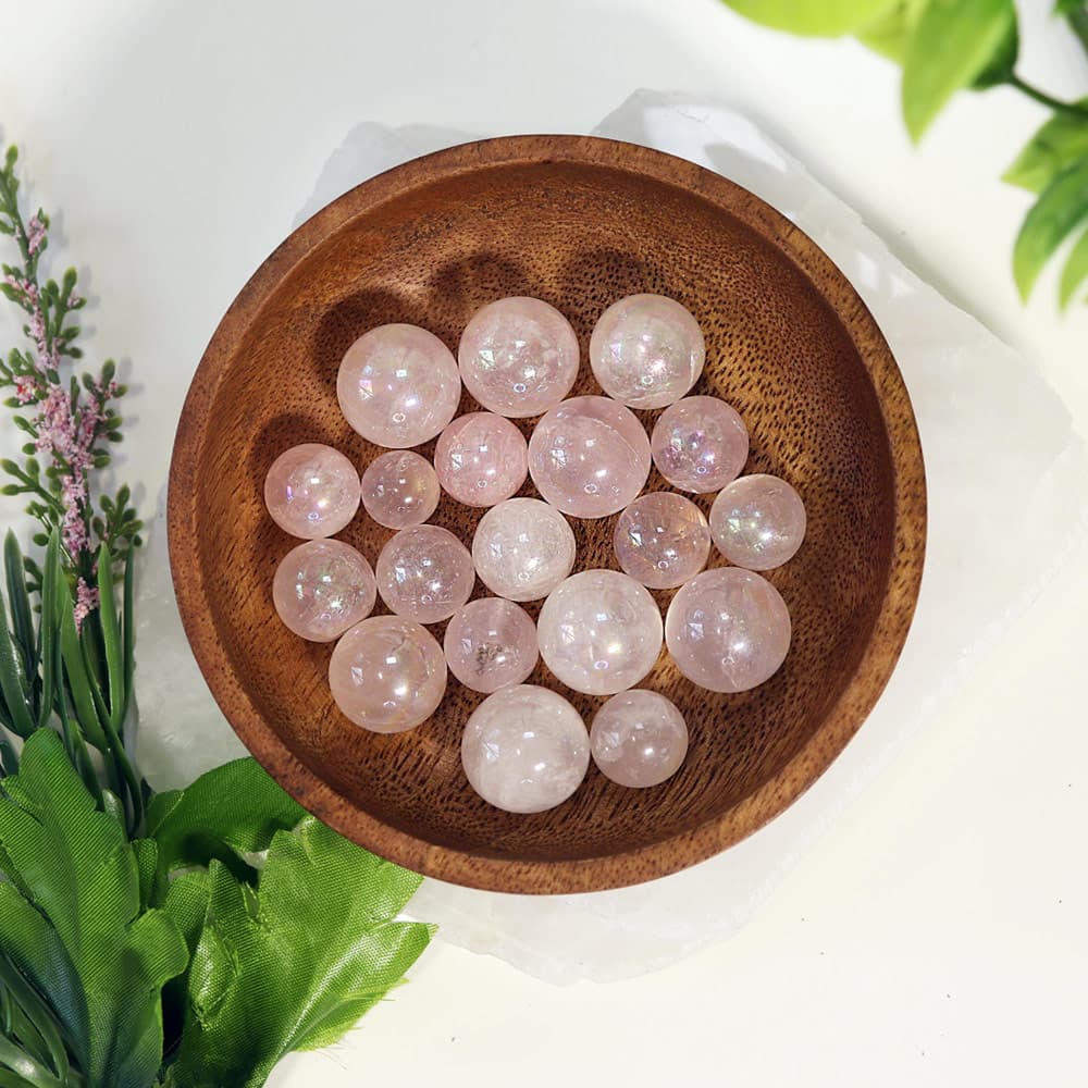 0.25 lb Angel Aura Rose Quartz Spheres