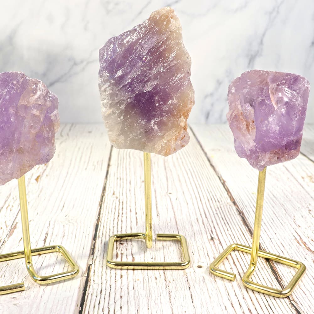 Amethyst on Gold Metal Stand