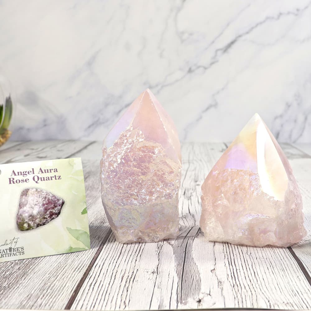 Aura Rose Quartz Point Base Cut