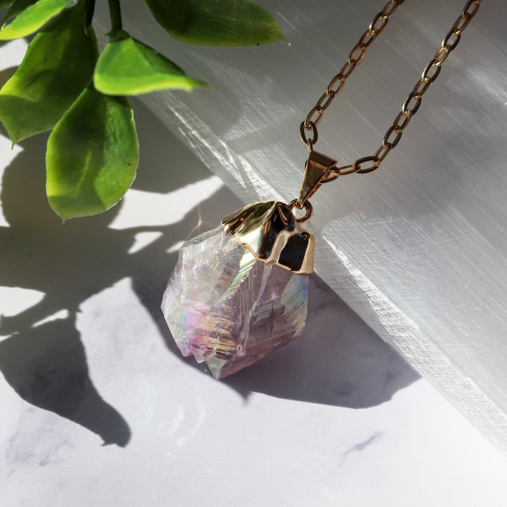 Angel Aura Amethyst Point Pendant (Gold Plated)