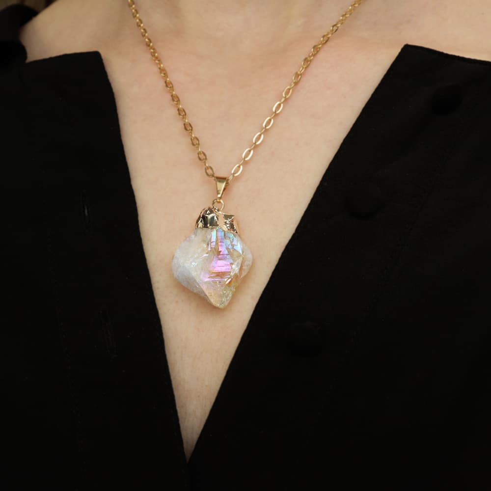 Angel Aura Citrine Point Pendant Gold Plated
