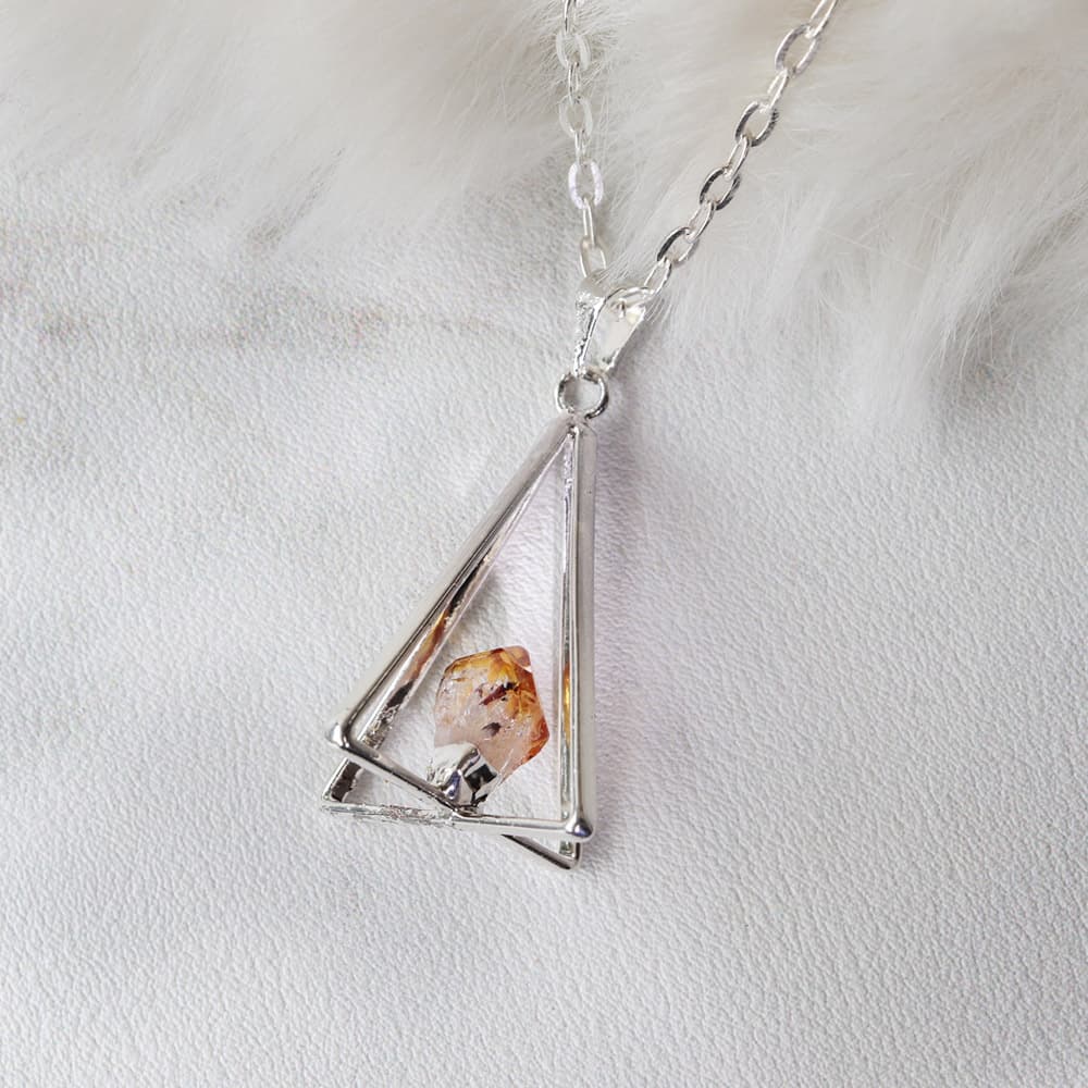 Silver Plated Pyramid Citrine Pendant