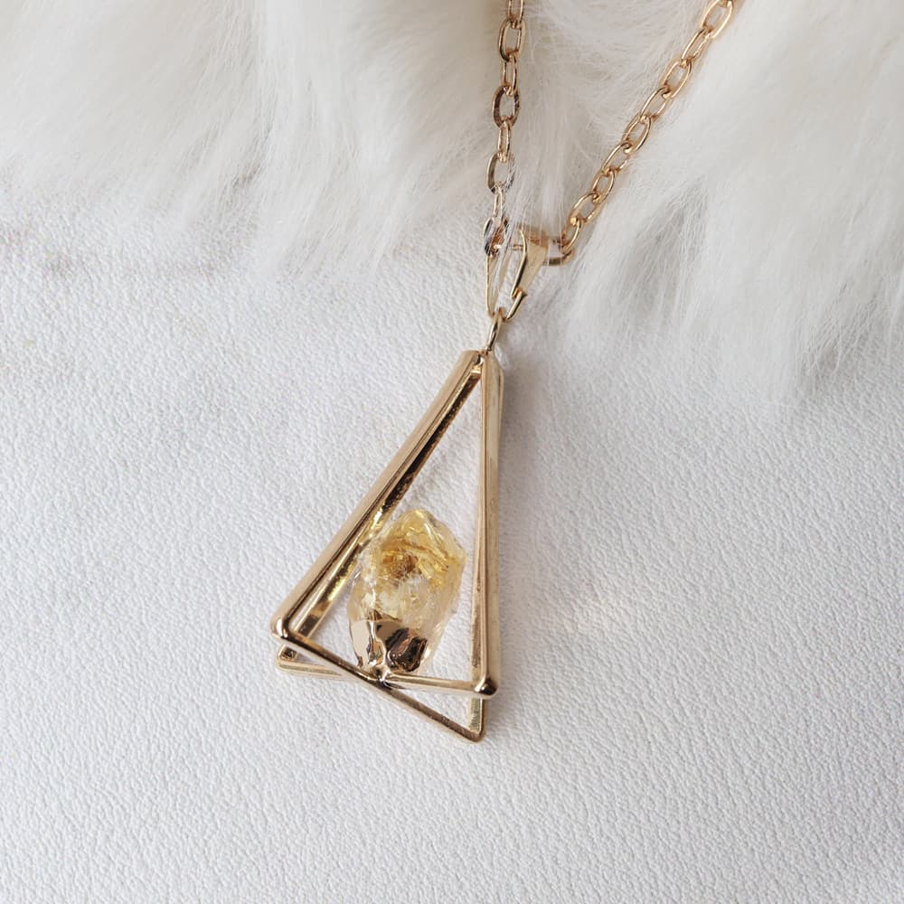 Gold Plated Pyramid Citrine Pendant