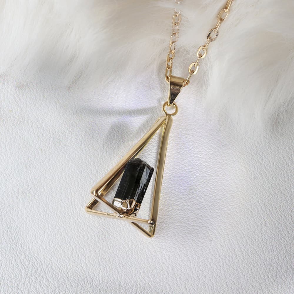 Gold Plated Pyramid Tourmaline Pendant