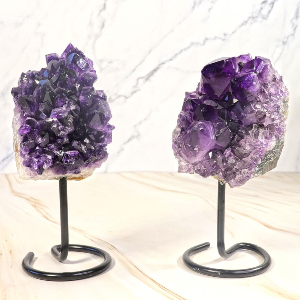 Amethyst Cluster on Black Metal Stand