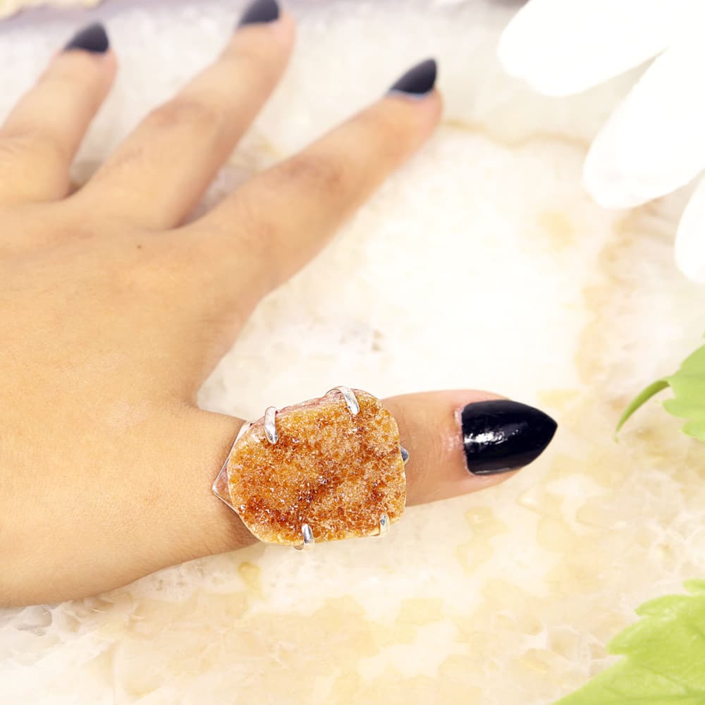 Citrine Cluster Adjustable Ring