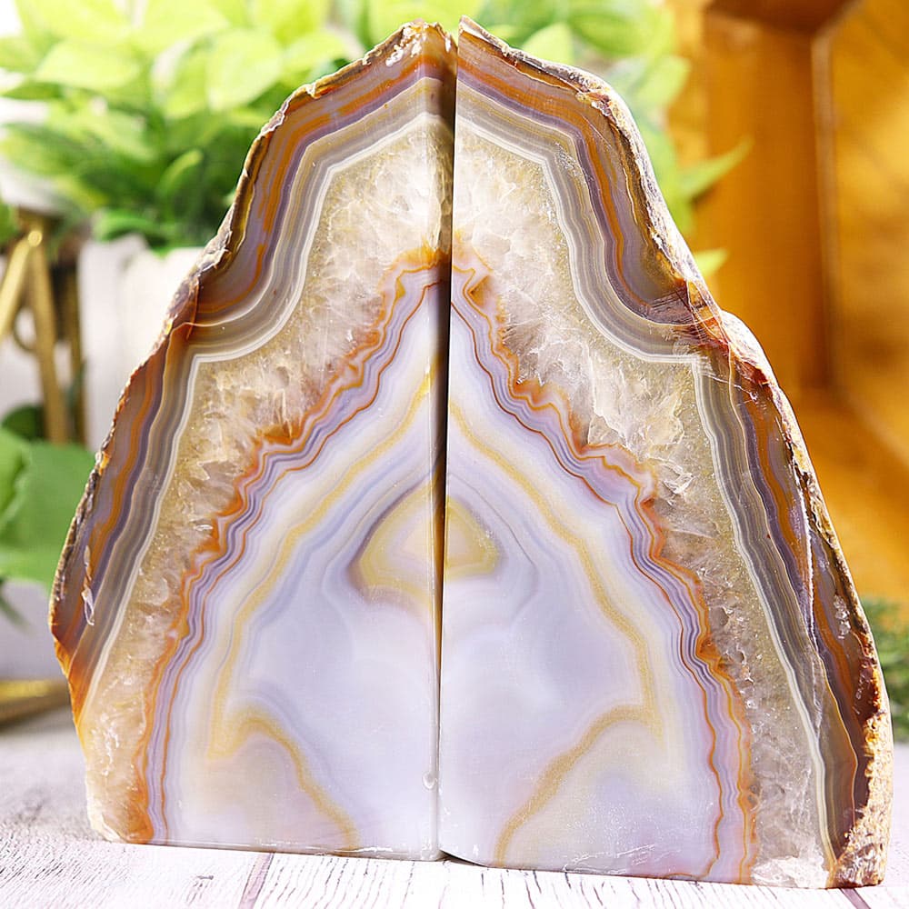 Natural Agate Bookend Pair