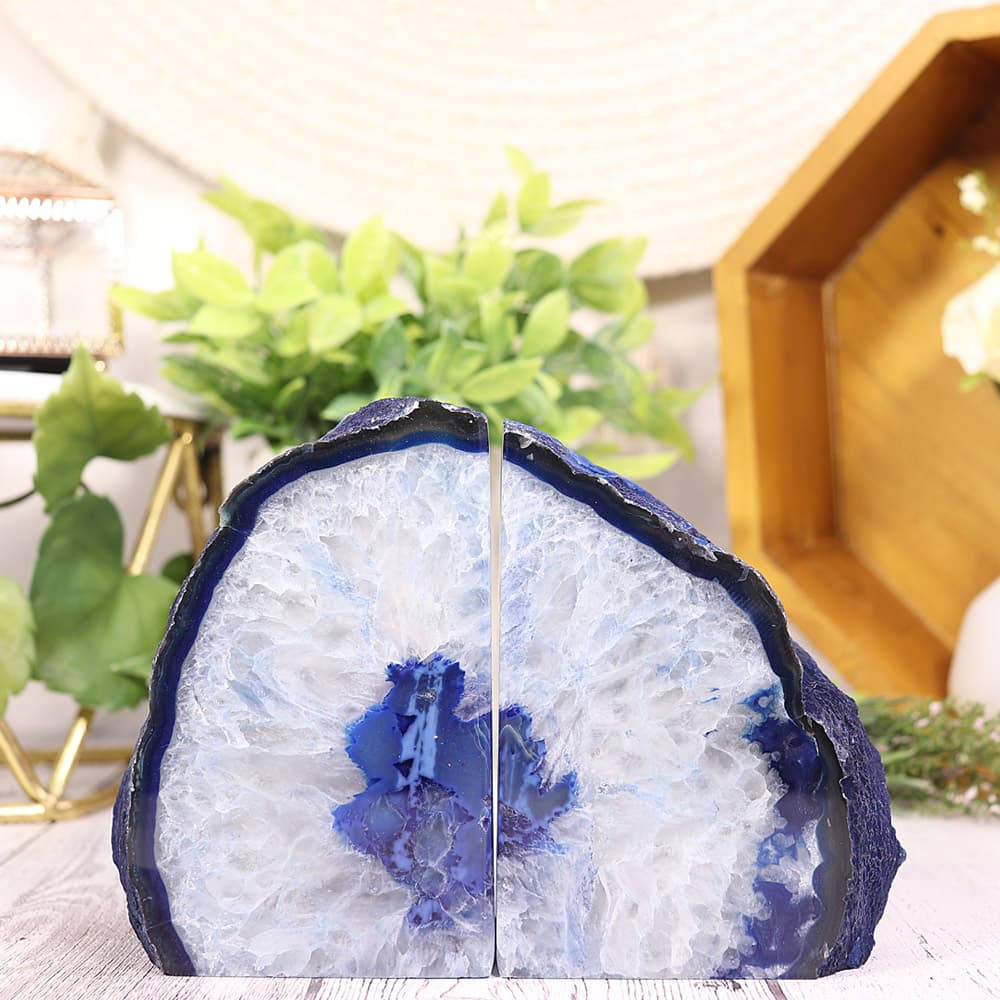 Blue Agate Bookend Pair