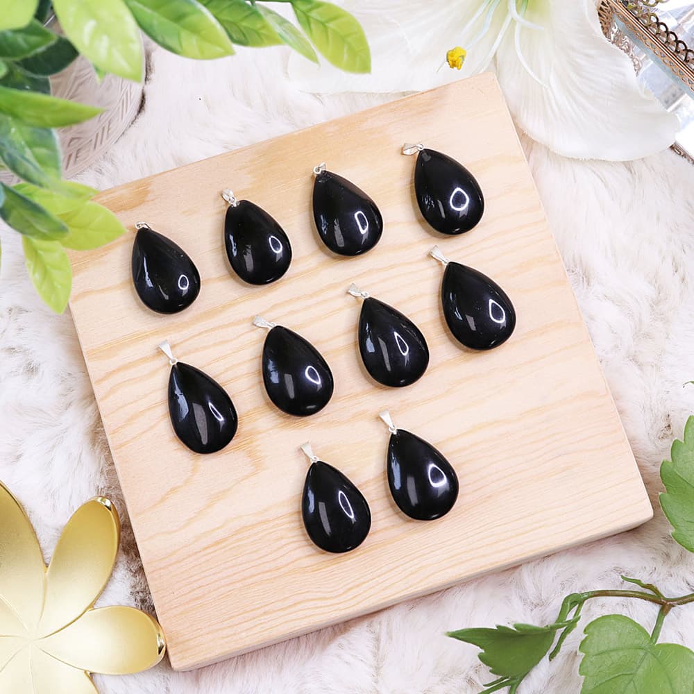 Black Obsidian Teardrop Pendants
