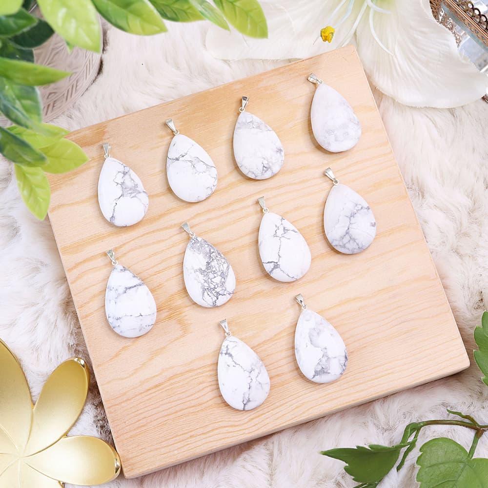 Howlite Teardrop Pendants