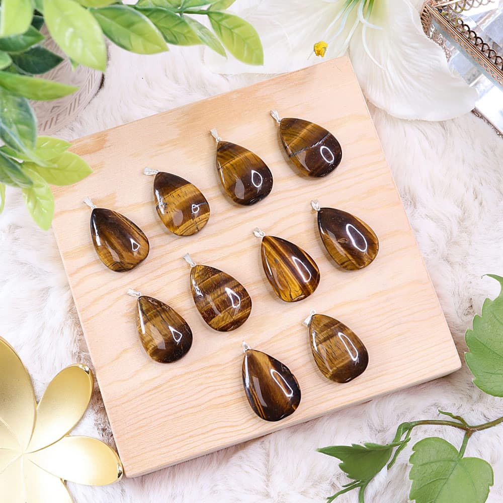 Tigers Eye Teardrop Pendants