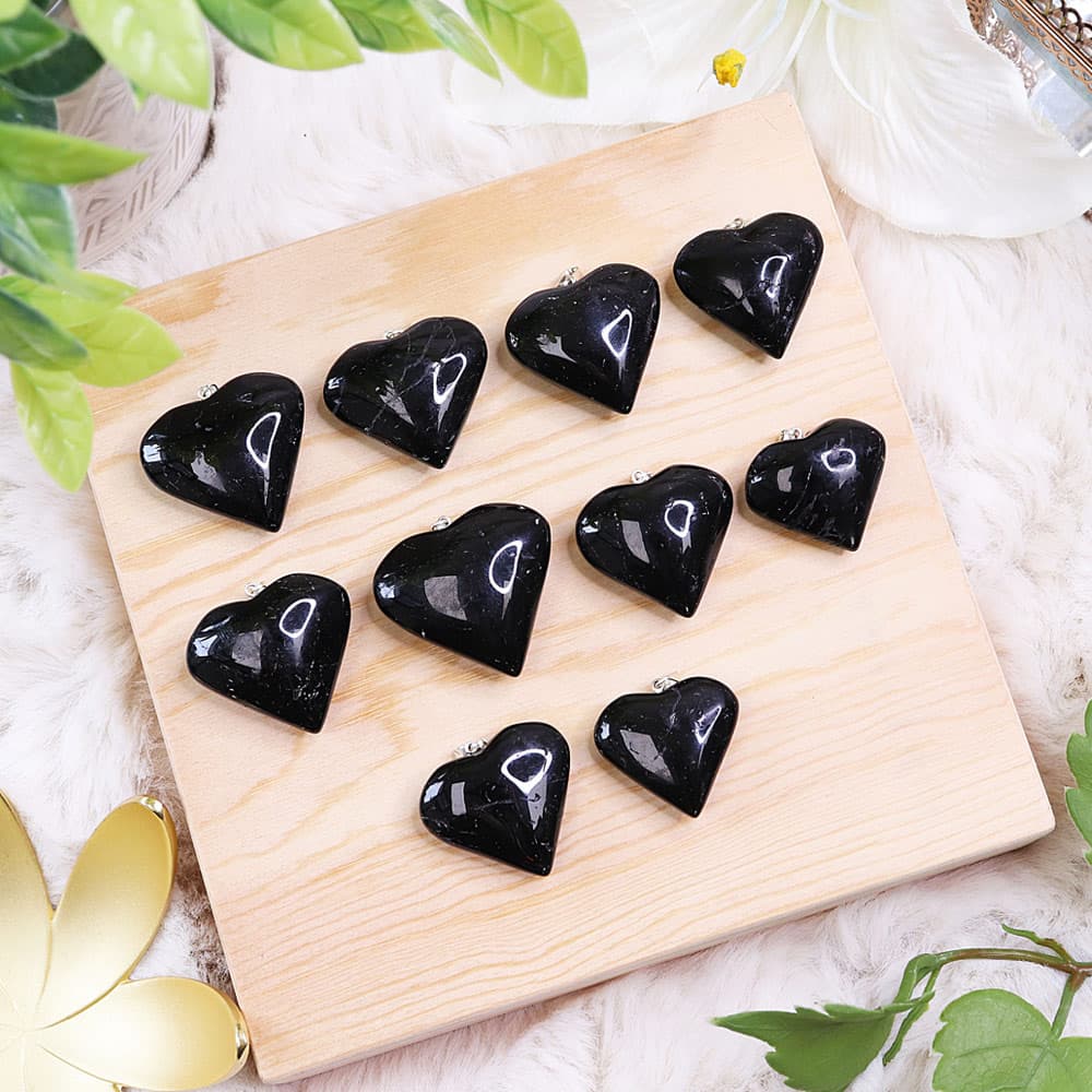 Black Obsidian Heart Pendants