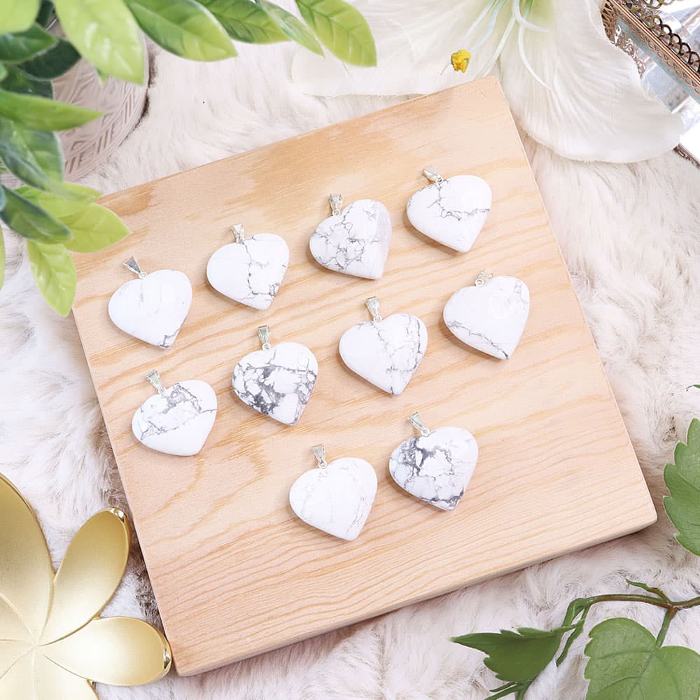 Howlite Heart Pendants