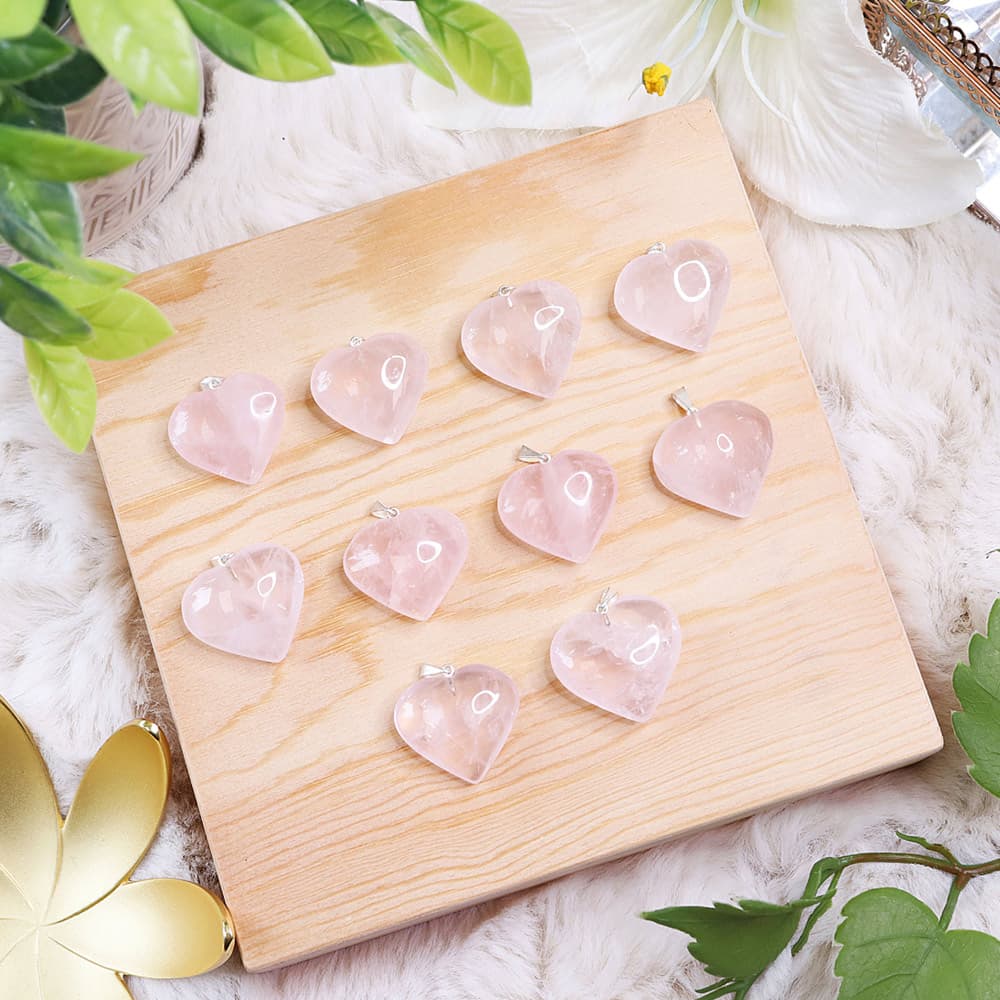 Rose Quartz Heart Pendants