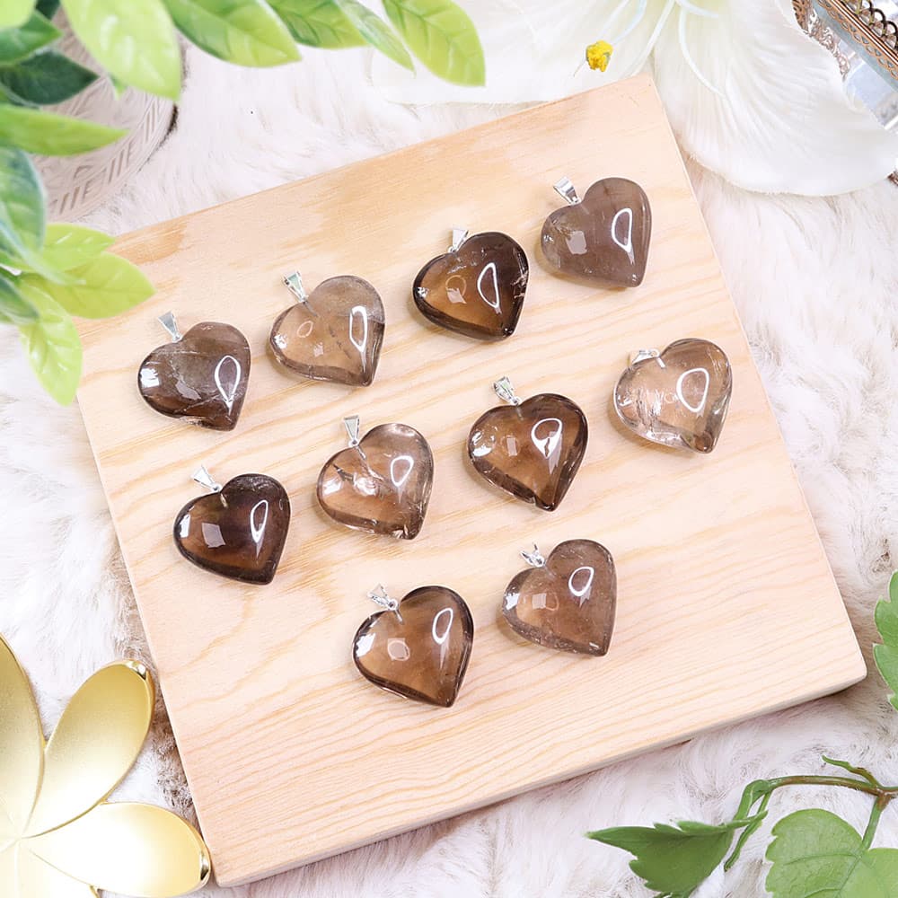 Smoky Quartz Heart Pendants