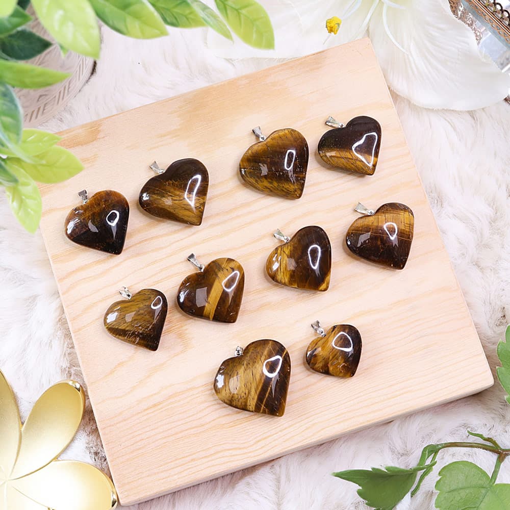 Tigers Eye Heart Pendants