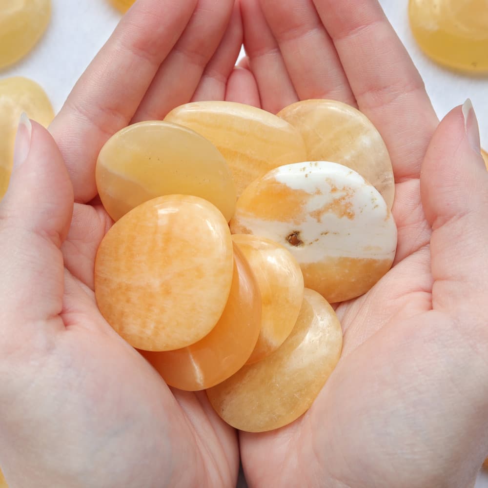 Orange Calcite Palm Stone