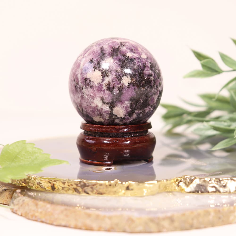 Lepidolite in Quartz with Tourmaline Sphere