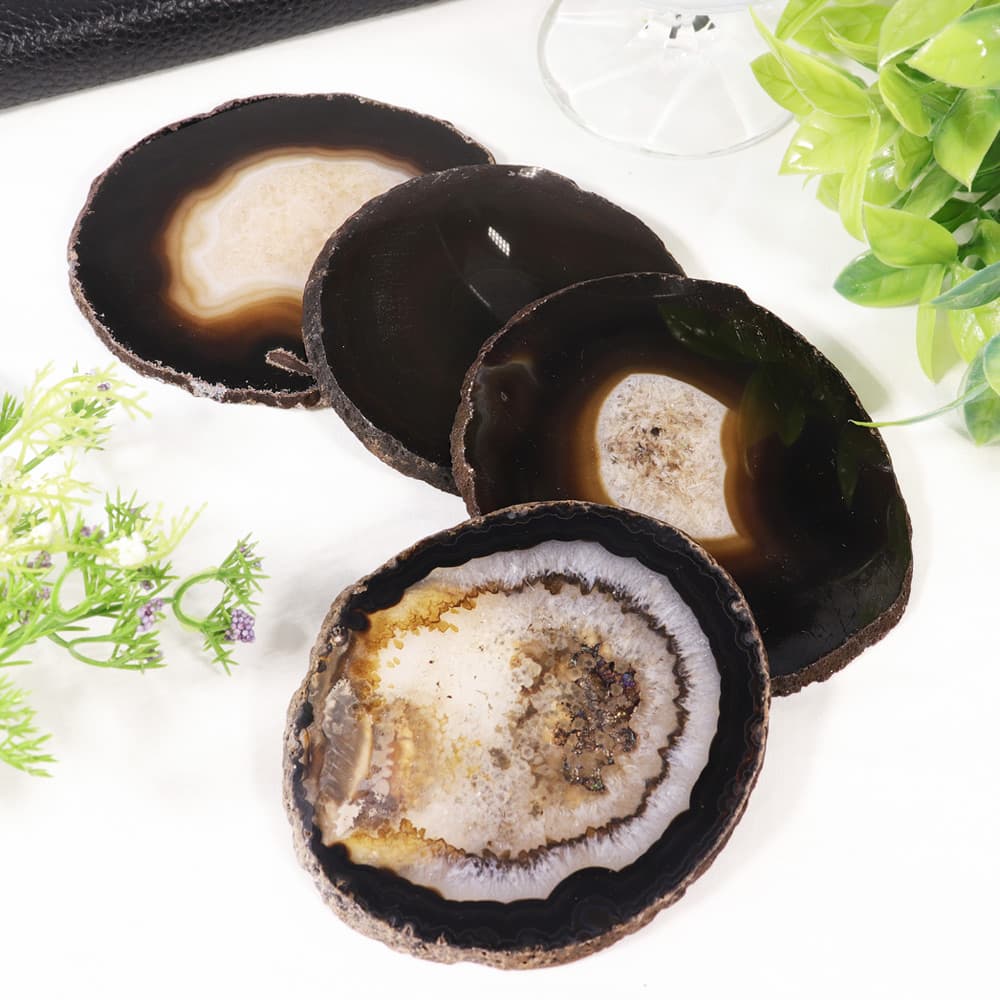 Black Agate Coasters (Set of 4)