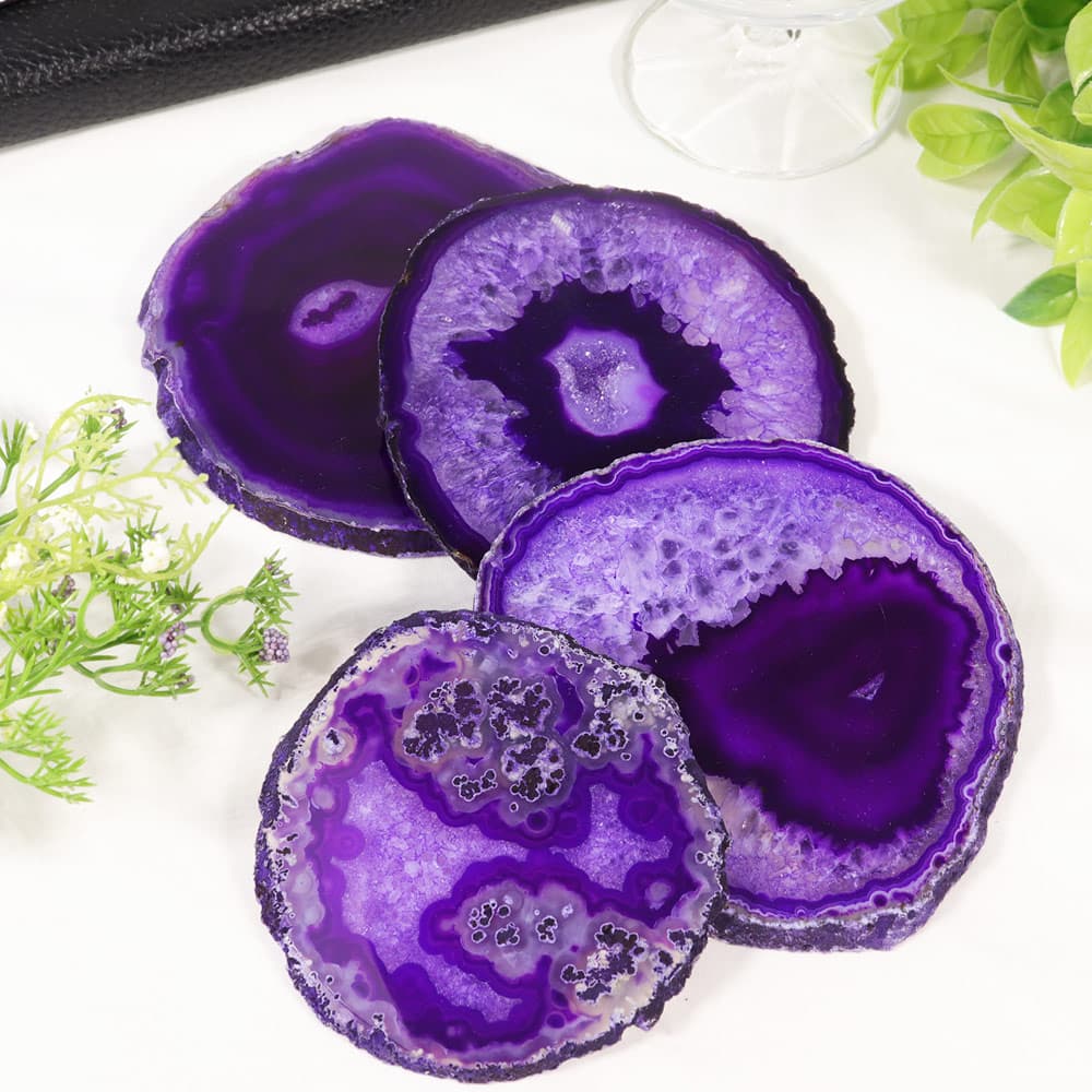 Purple Agate Coasters (Set of 4)