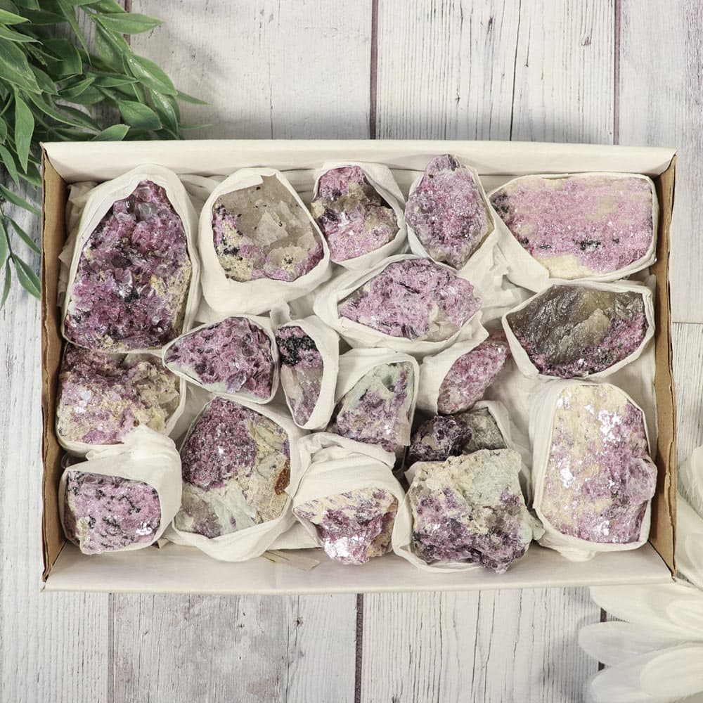 Lepidolite with Quartz & Tourmaline Flat