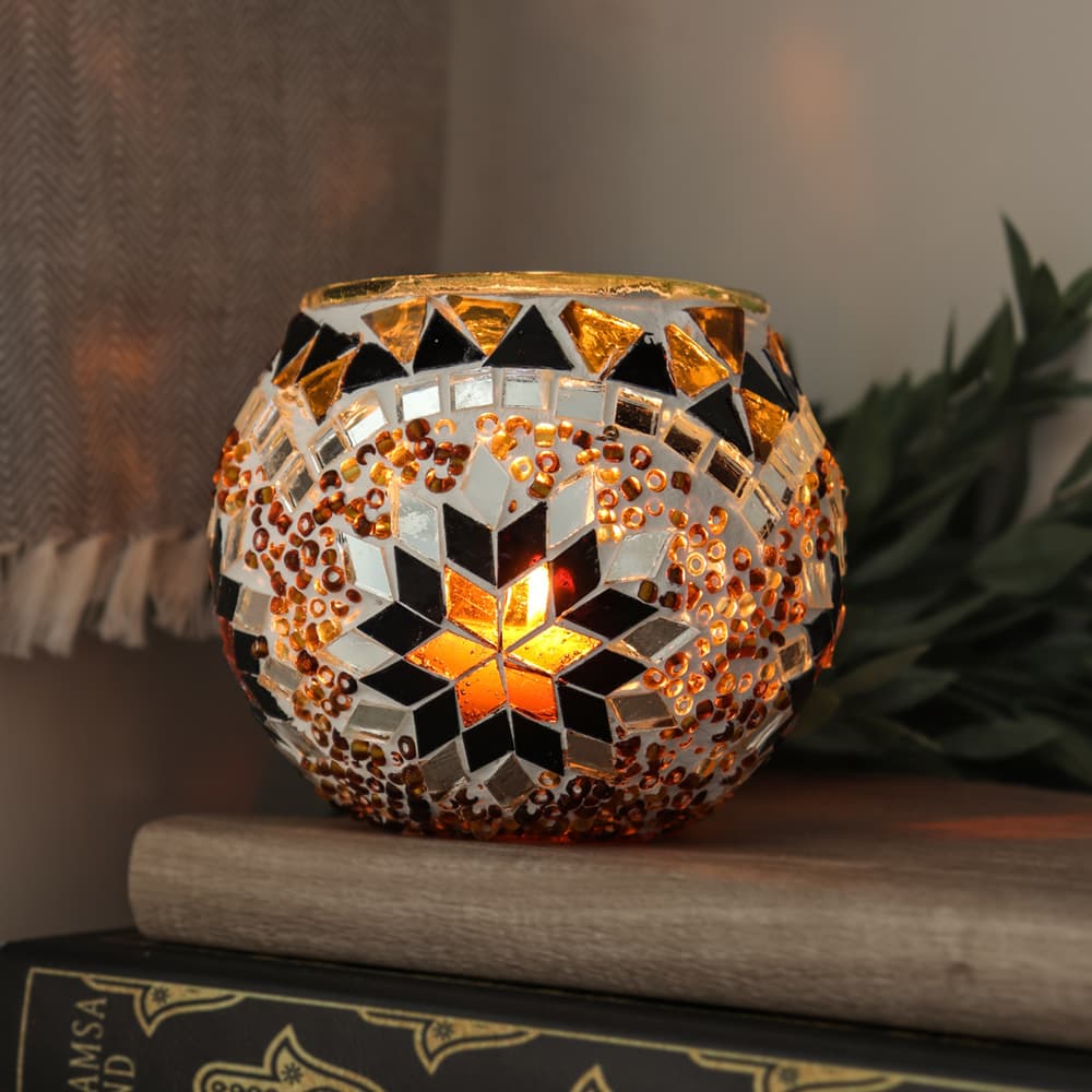 Mosaic Handmade Candle Holder (Earthly Tones)