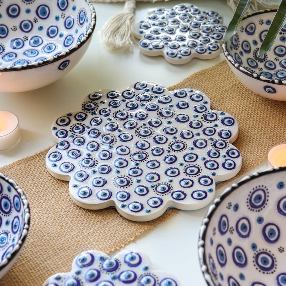 Evil Eye Design Ceramic Coasters (Large)