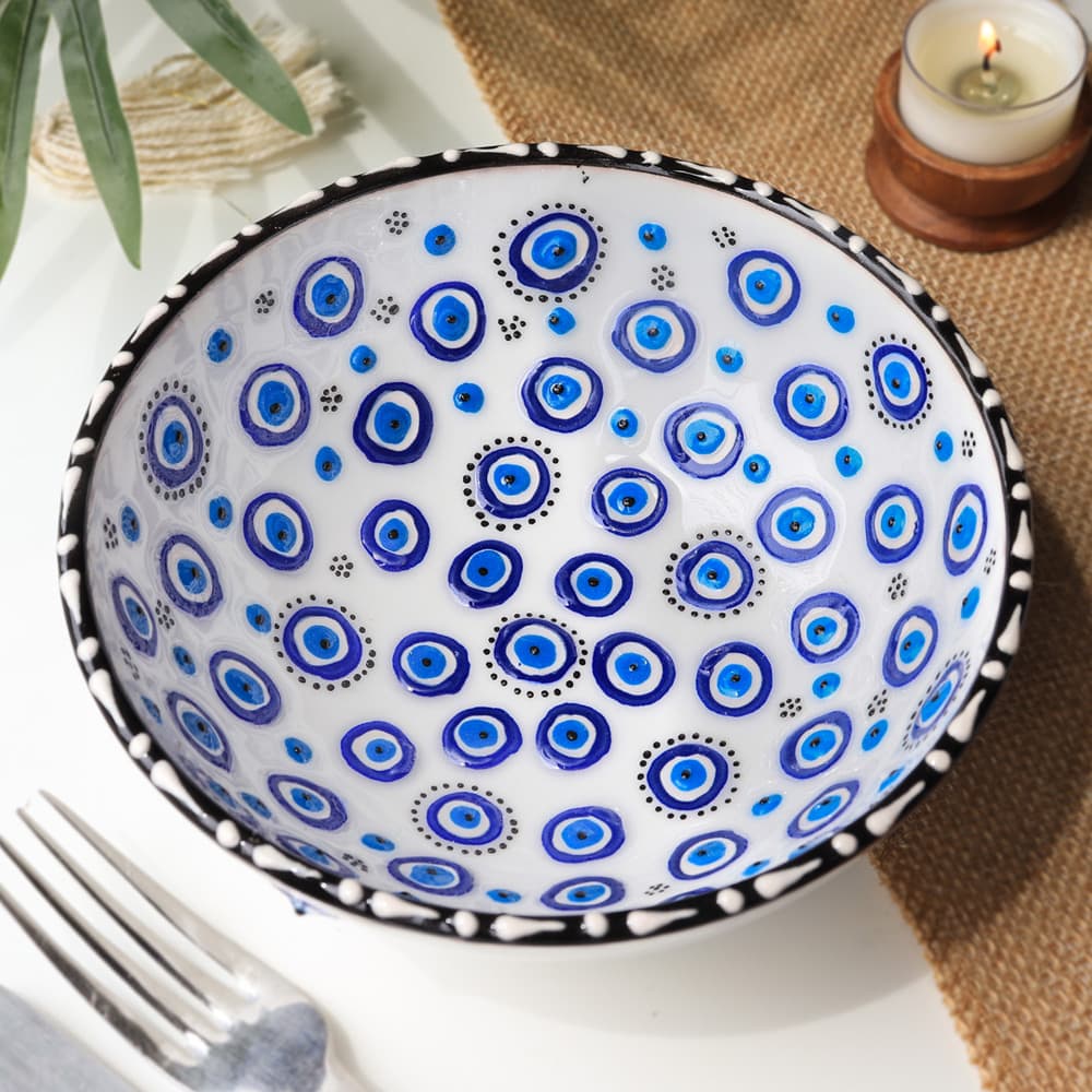 Hand Painted Evil Eye Design Ceramic Bowl (Medium)