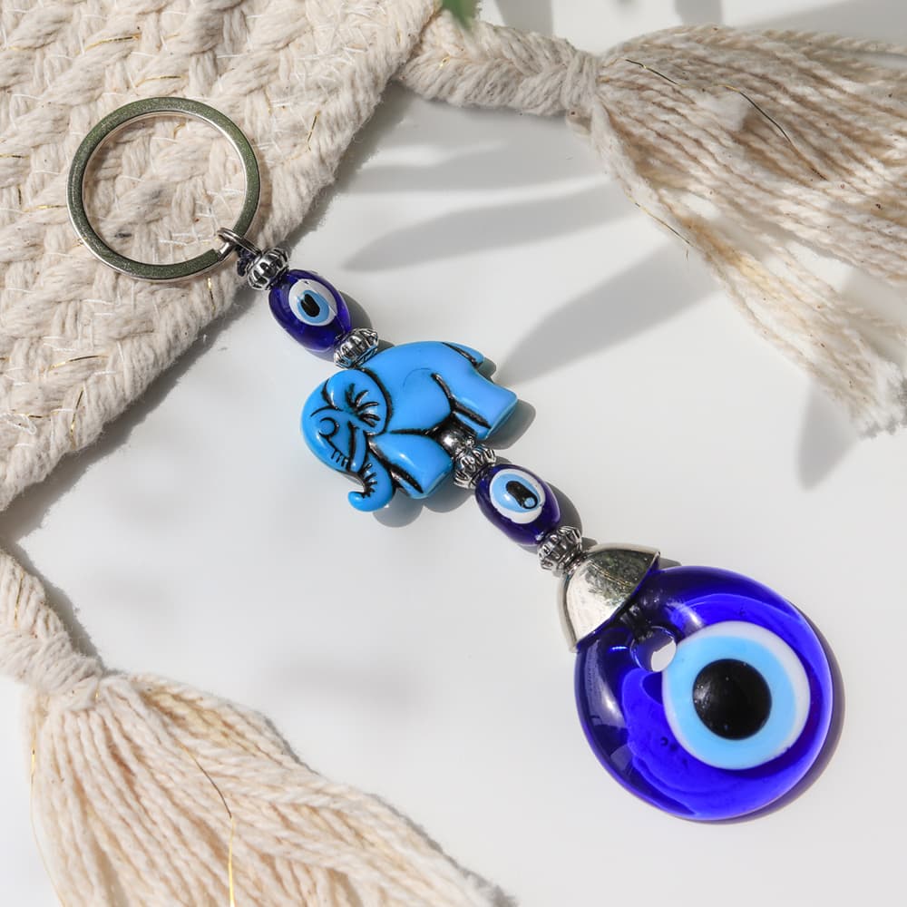 Evil Eye Keychain with Elephant