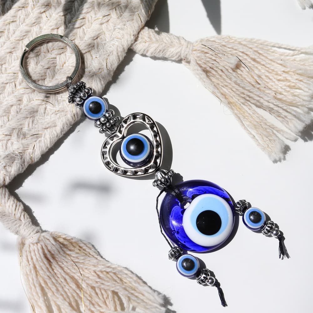 Evil Eye Keychain with Heart