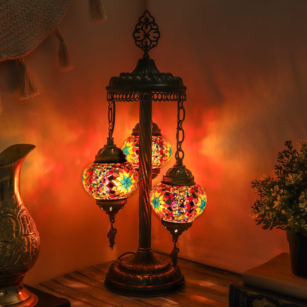 3 Star Globe Turkish Mosaic Carousel Lamp