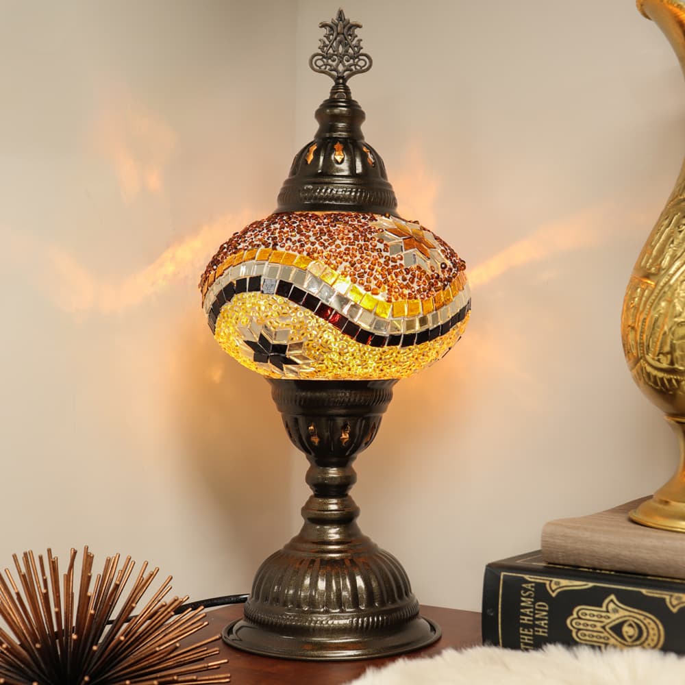 Table Lamp with Handmade Gold Mosaic Glass