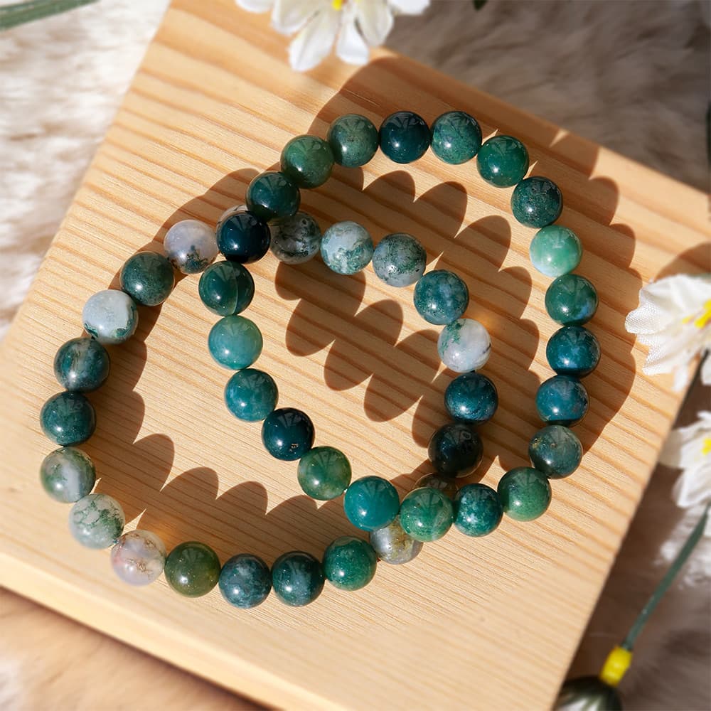 Moss Agate Bracelet Stretchable 8mm
